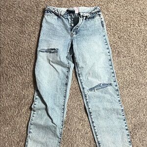 REVICE Classic Light Blue Distressed Straight Leg Jeans